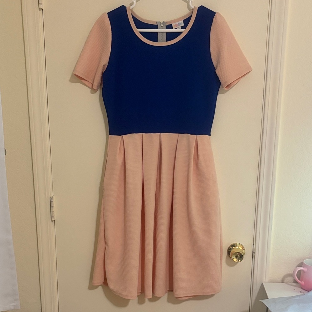 LuLaRoe Navy and Peach Casual Dress